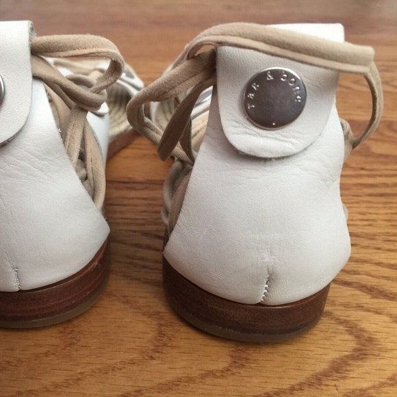 RAG & BONE EVELYN SANDALS WOMENS 36 US 6 7 WHITE LEATHER TIE UP 9.25" - Picture 11 of 16